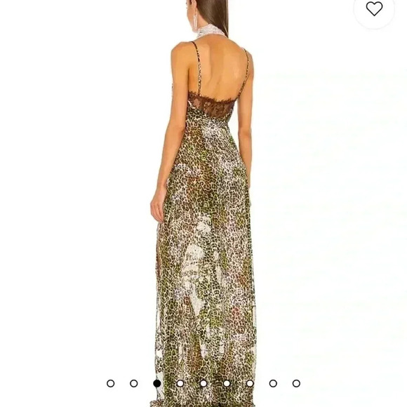 DUNDAS x REVOLVE Williamsburg Maxi Dress in Green Leopard Size L - Picture 2 of 8